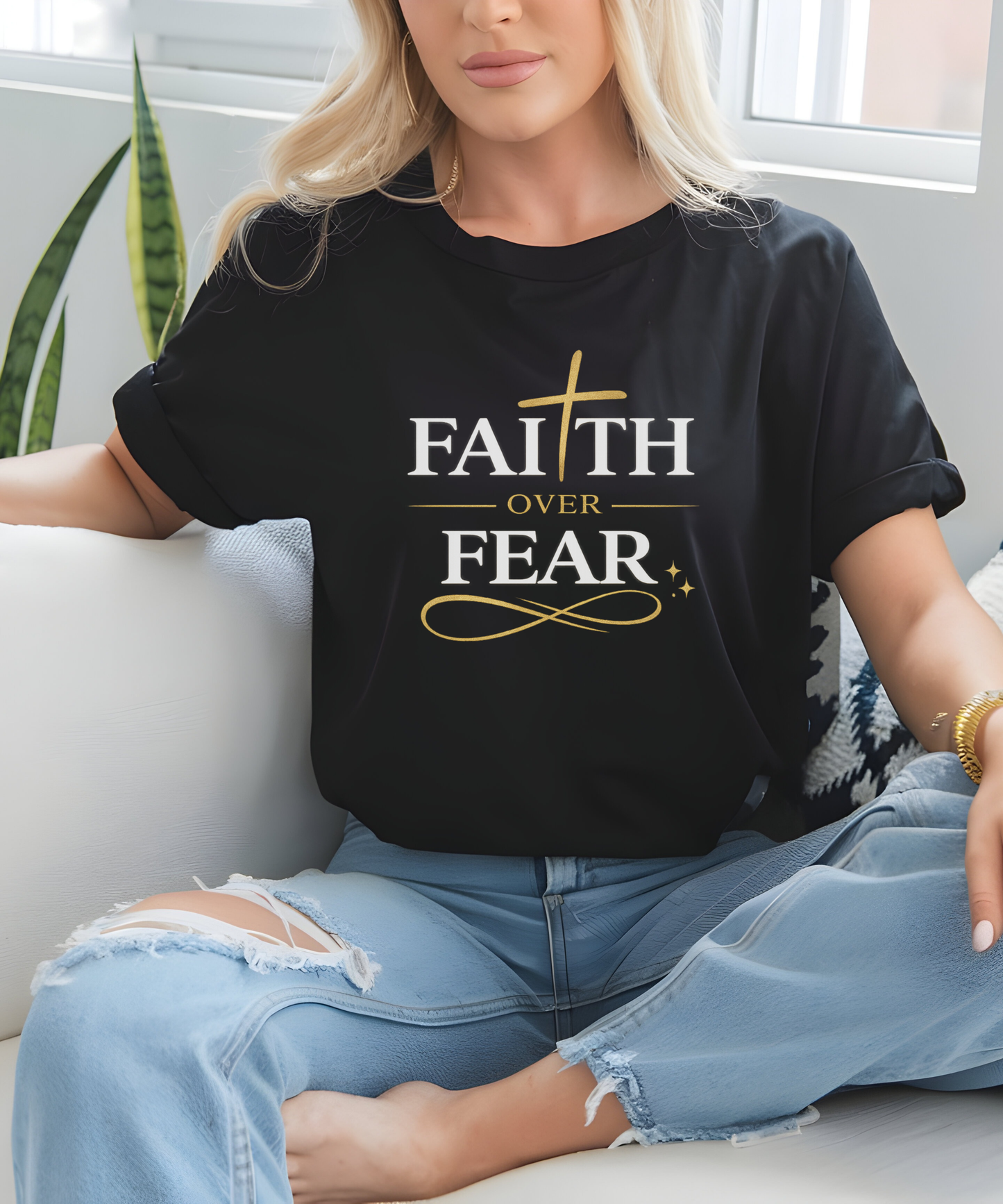 Faith Over Fear T-Shirt | Christian Inspirational Graphic Tee for Women