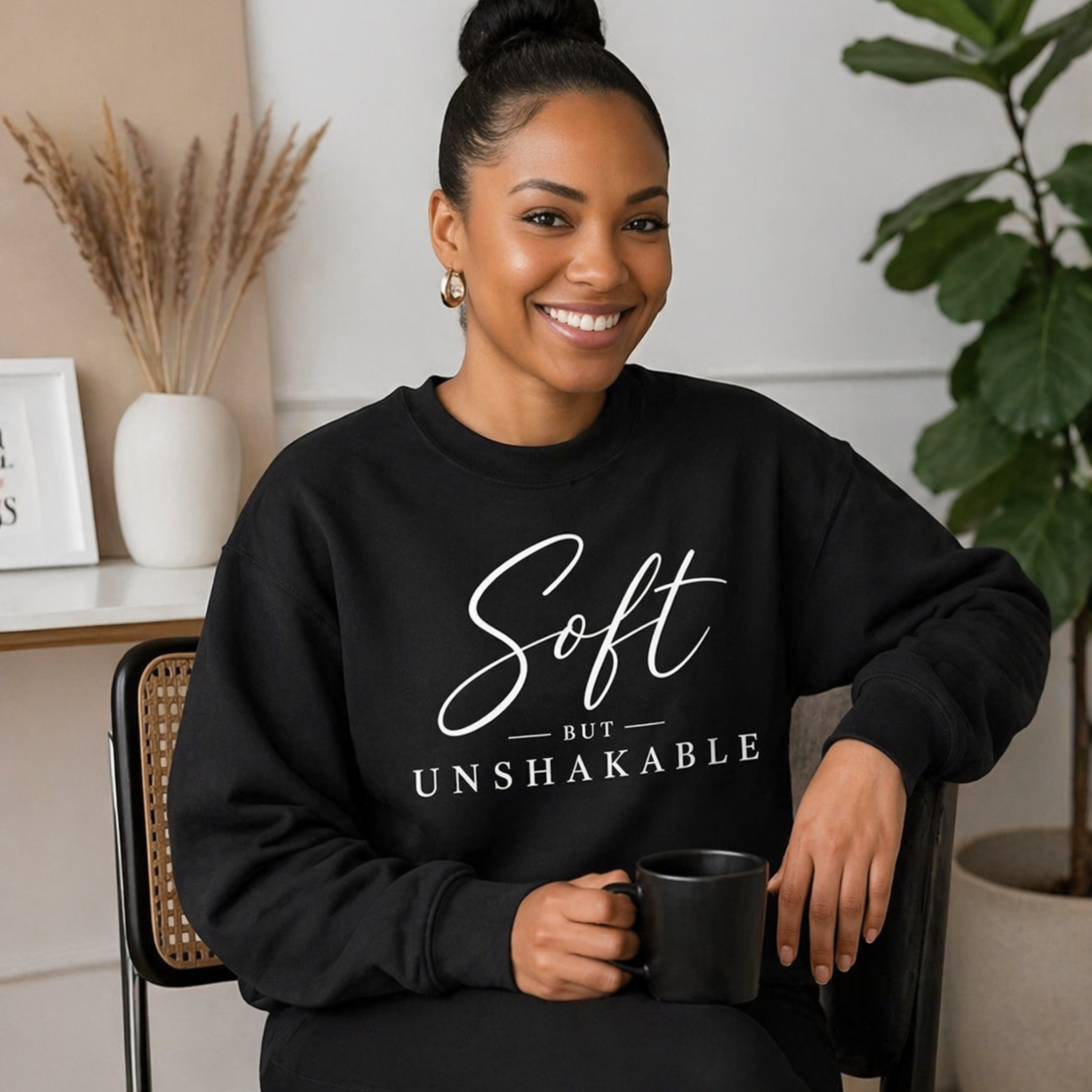 Soft But Unshakable Sweatshirt | Faith-Based Christian Crewneck for Women | Minimalist Feminine Apparel