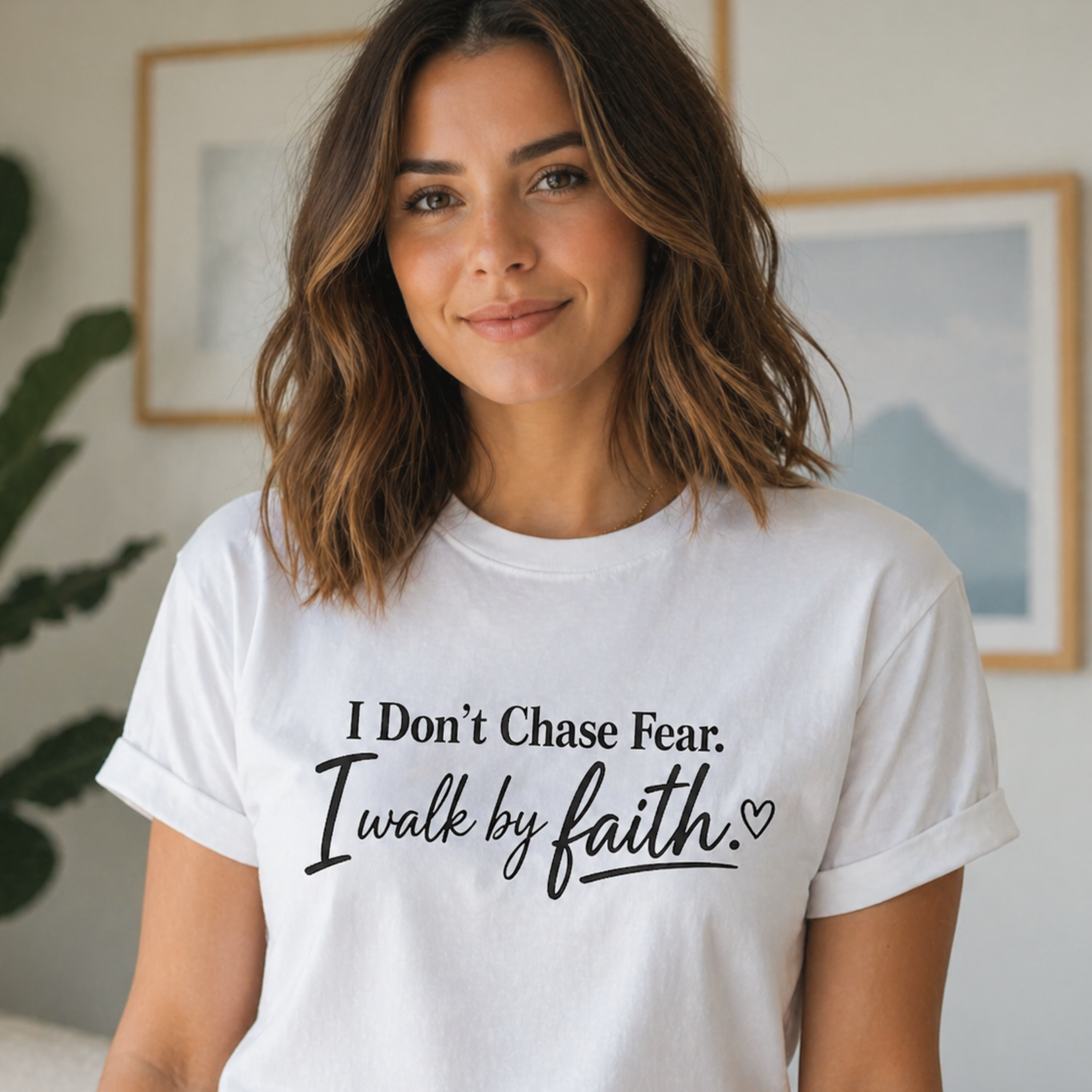 I Don’t Chase Fear I Walk By Faith T-Shirt | Christian Faith Tee for Women | Minimalist Inspirational Apparel