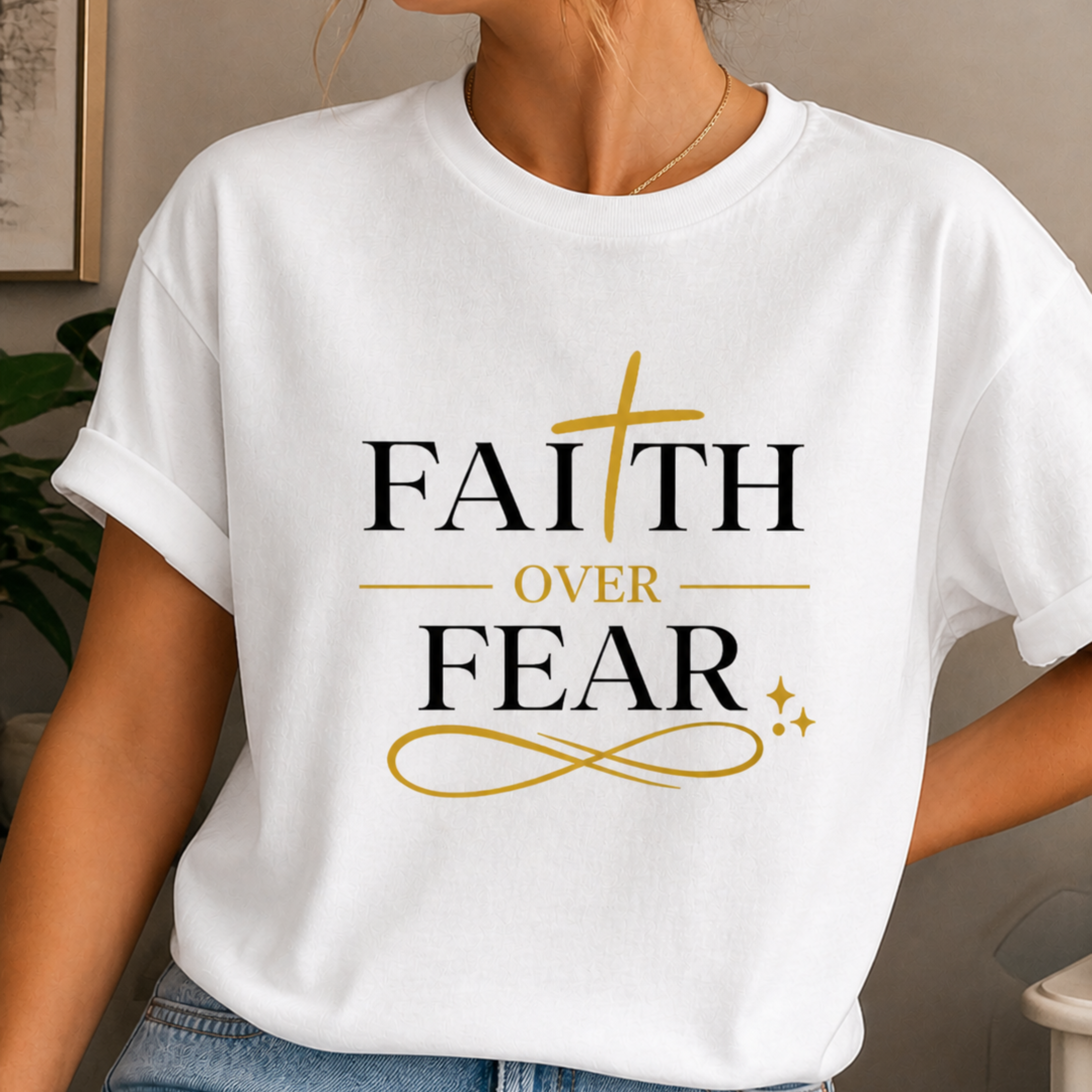 Faith Over Fear T-Shirt | Christian Graphic Tee for Women | Faith-Based Shirt | Inspirational Christian Gift