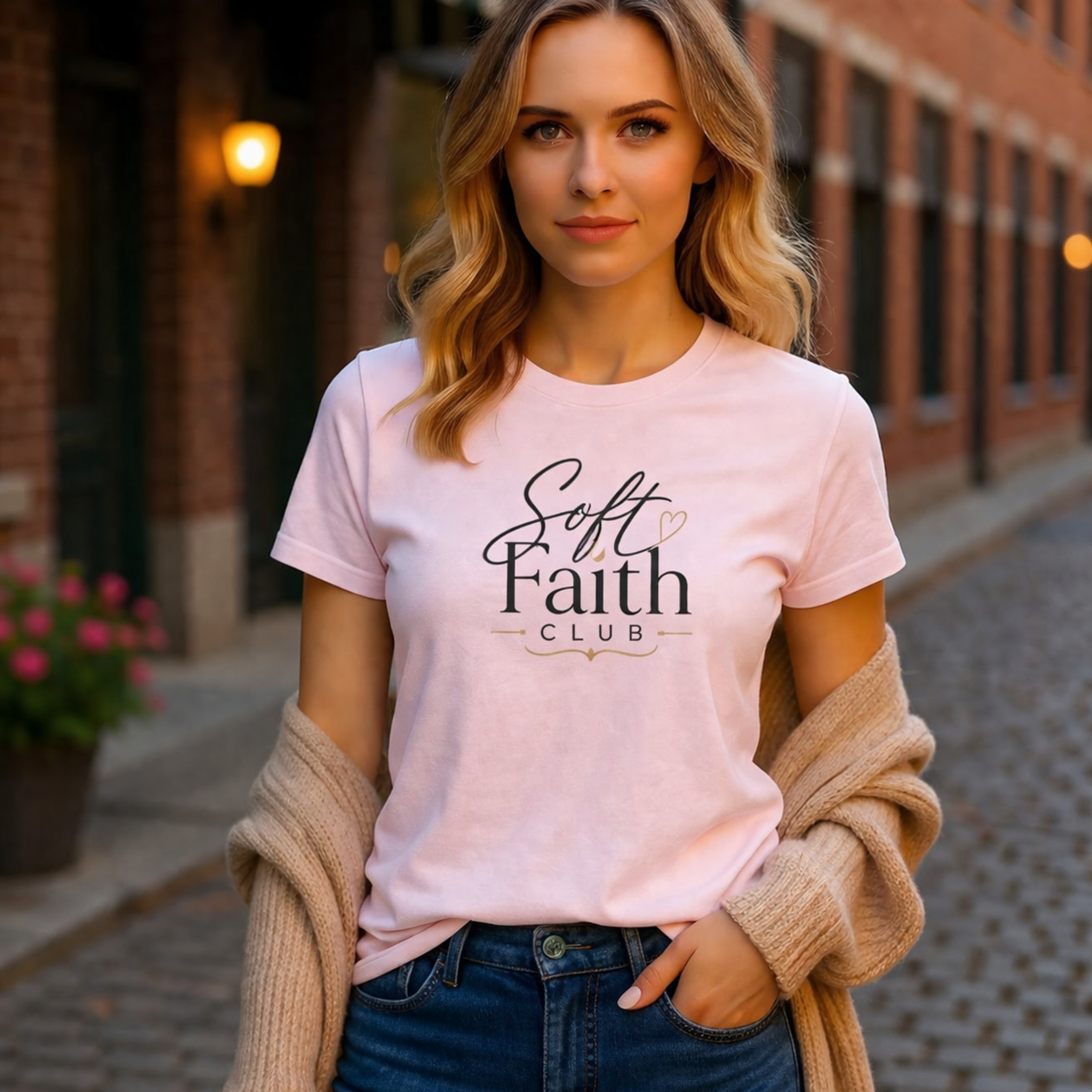 Soft Faith Club T-Shirt | Minimalist Christian Tee for Women | Feminine Faith-Based Apparel