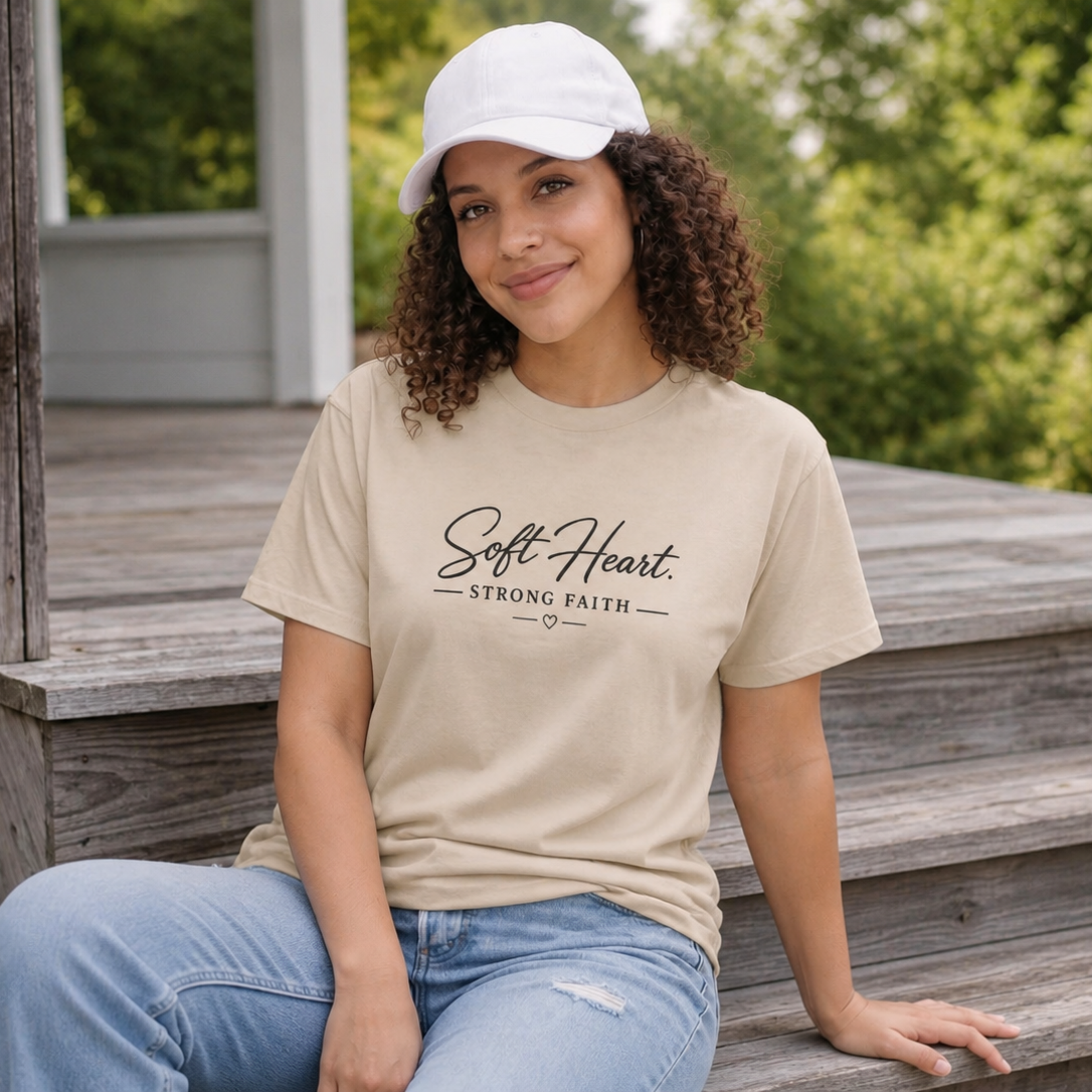Soft Heart Strong Faith T-Shirt | Minimalist Christian Tee for Women | Faith-Based Feminine Apparel